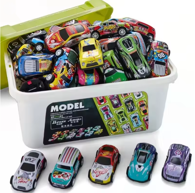 مجموعة نماذج سيارات صغيرة مصنوعة من خليط معدني مع صندوق تخزين ألعاب سيارات - Image 3