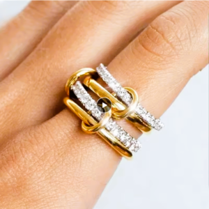 خاتم مجوهرات نحاسي بأربعة حلقات بلونين