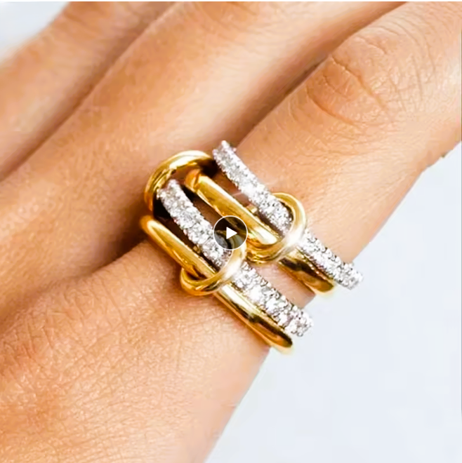 خاتم مجوهرات نحاسي بأربعة حلقات بلونين