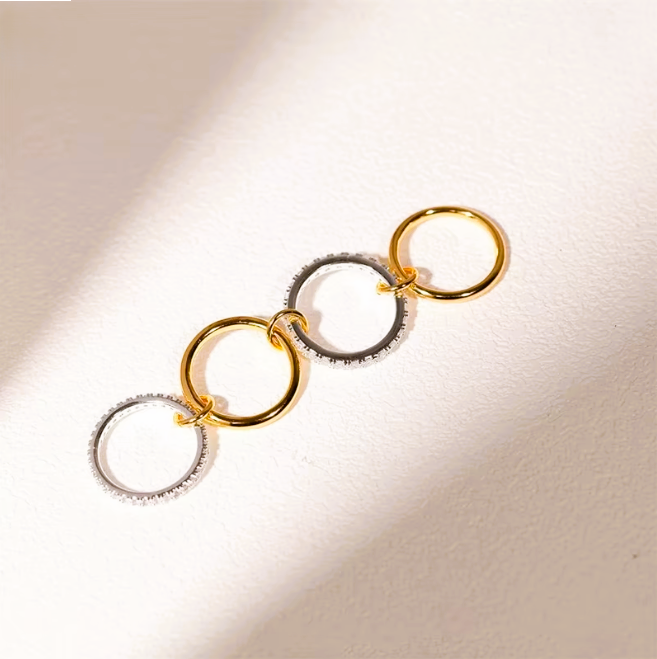 خاتم مجوهرات نحاسي بأربعة حلقات بلونين - Image 7