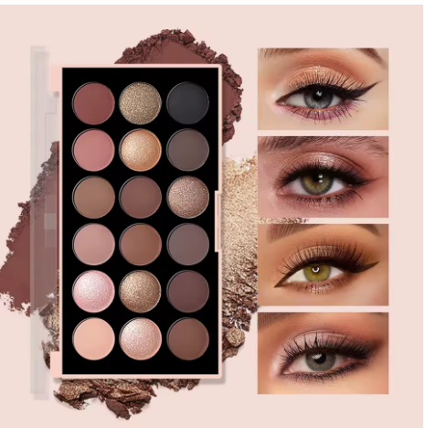 باليت ظلال عيون بـ 18 لونًا، لؤلؤي ومطفأ اللمعة ولامع وبراق، ألوان ترابية، يدوم طويلاً، مكياج تجميلي عالي الأداء