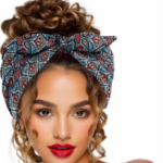 توسيع عقال مرن على الطراز البوهيمي المطبوع بعقدة أمامية على شكل أذن أرنب