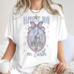 تيشيرتات  بتصميم قلعة عتيقة، قمصان عيد الأم الجمالية بأكمام قصيرة، تيشيرتات نسائية