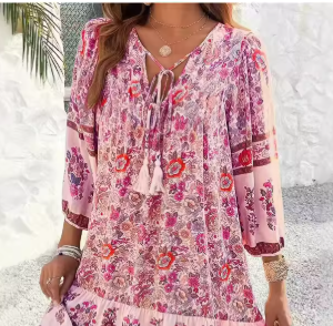 فستان عصري بأكمام طويلة