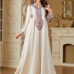 فستان مسلم مطرز للنساء، عباءة أنيقة للحفلات، فساتين ماكسي، قفطان